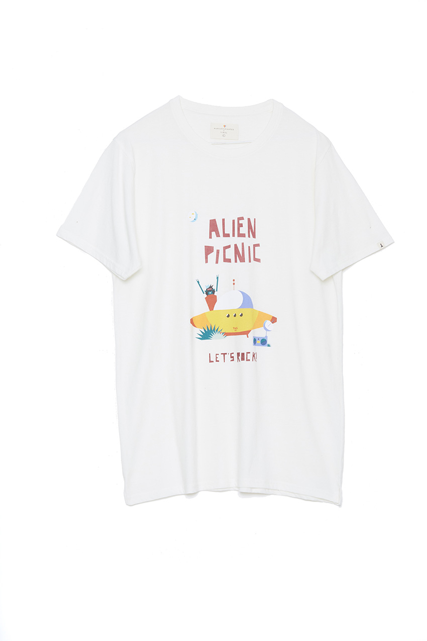 Camiseta Alien Rock Maria Diamantes Off White Melange Camiseta Alien Rock Maria Diamantes Off White Melange
