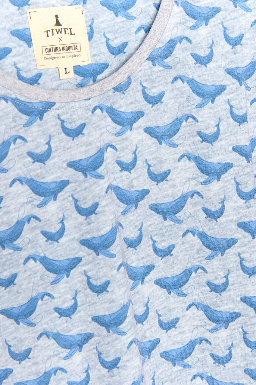 Camiseta Whale Tiwel light grey melange 03 Camiseta Whale Tiwel light grey melange 03